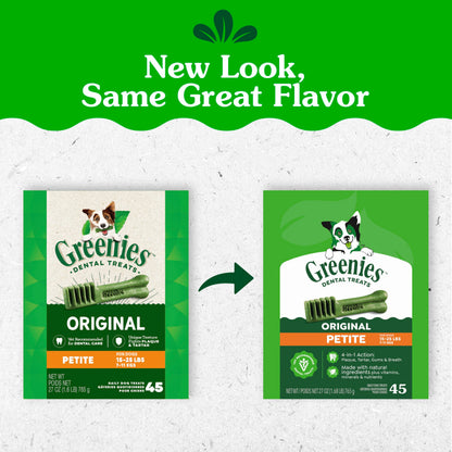 Greenies Petite Natural Dental Dog Treats, Original Flavor, 30 Count