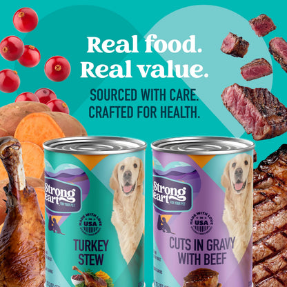 A Strong Heart Chopped Dog Food, Real Beef Dinner, 13.2oz Cans, 12pk