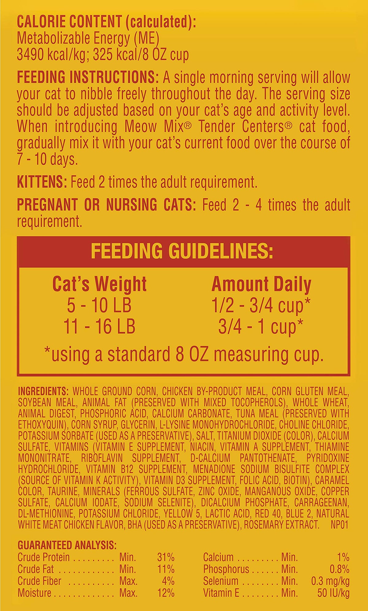 Meow Mix Tender Centers, Dry Cat Food, Beef & Salmon Flavors, 14.2 lb. Bag