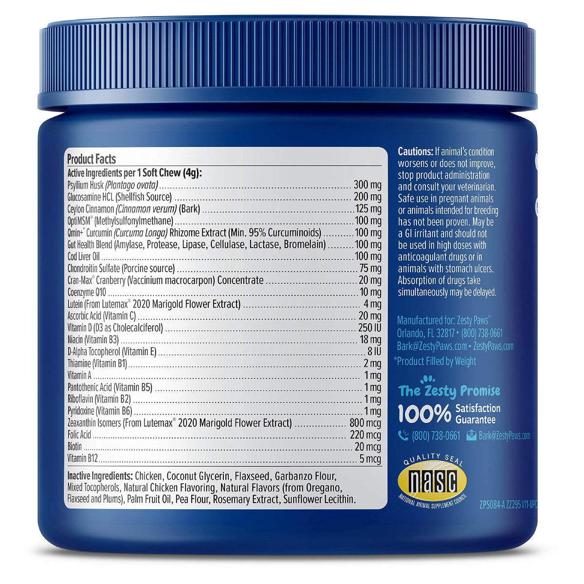 Zesty Paws Dog Multivitamin + Glucosamine for Dogs - Peanut Butter, 90 Ct