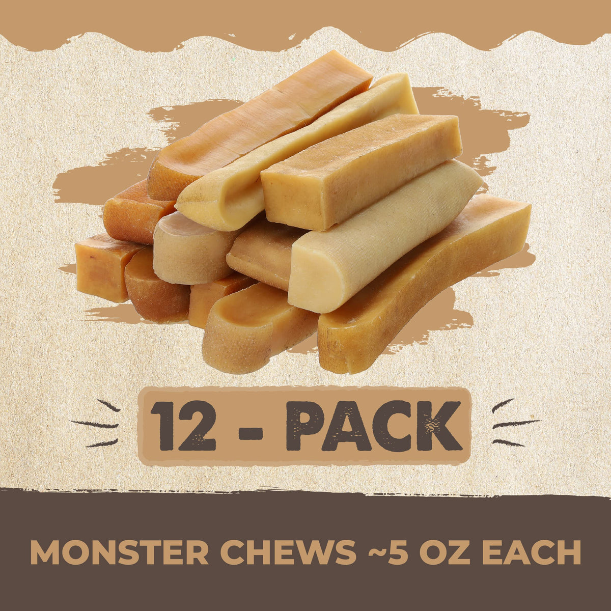 Mighty Paw Yak Chews, Long Lasting Hard Chew for Large Dogs, 4 Pack