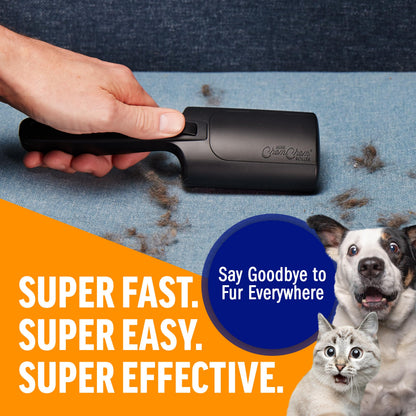 ChomChom Roller Pet Hair Remover – Original Size Reusable Lint Roller for Cat & Dog Hair on Furniture, Couch, Carpet, Car, Rugs & Bedding – Portable, Eco-Friendly (White)