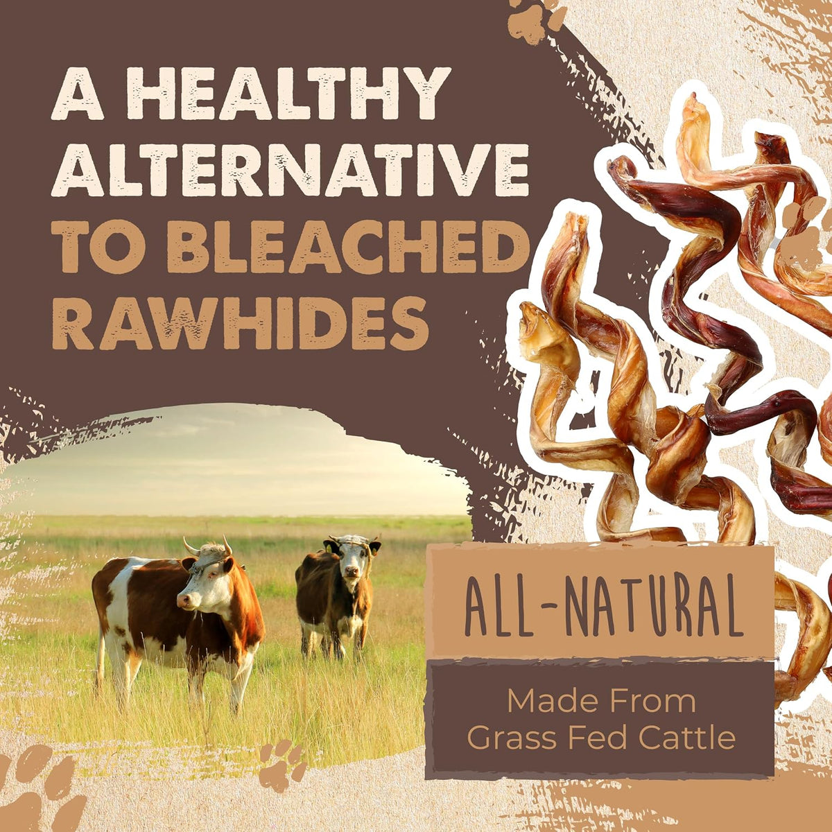 Mighty Paw Bully Sticks, Curly Grass-Fed Beef Dog Chews, 12", 5 Pack