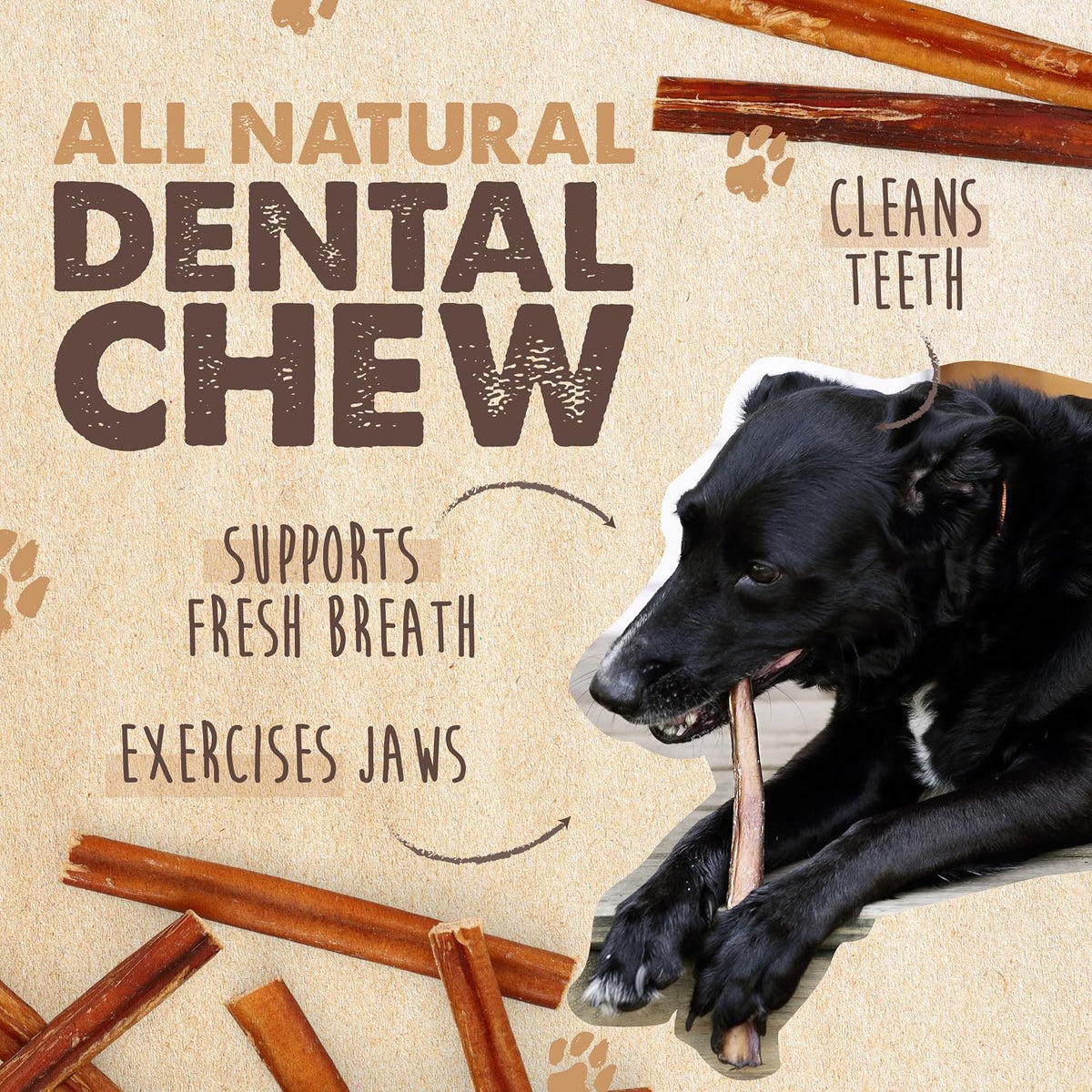 Mighty Paw Naturals Bully Sticks, 6 in, 25 Pack, Grass-Fed Beef Dog Chews