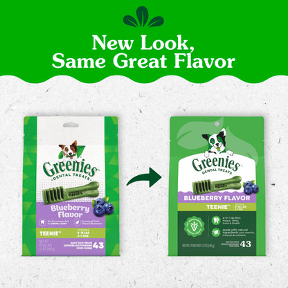 Greenies Teenie Natural Dental Dog Treats, Fresh Mint Flavor, 43 Count
