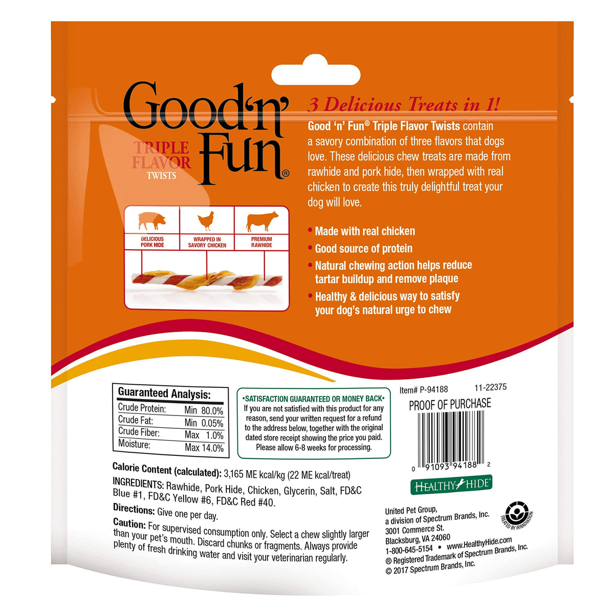 Good 'n' Fun Twists Long-Lasting Dog Treat Made With Real Protein, 22 Count