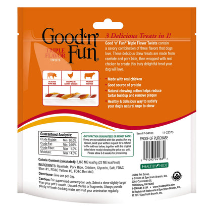 Good 'n' Fun Twists Long-Lasting Dog Treat Made With Real Protein, 22 Count