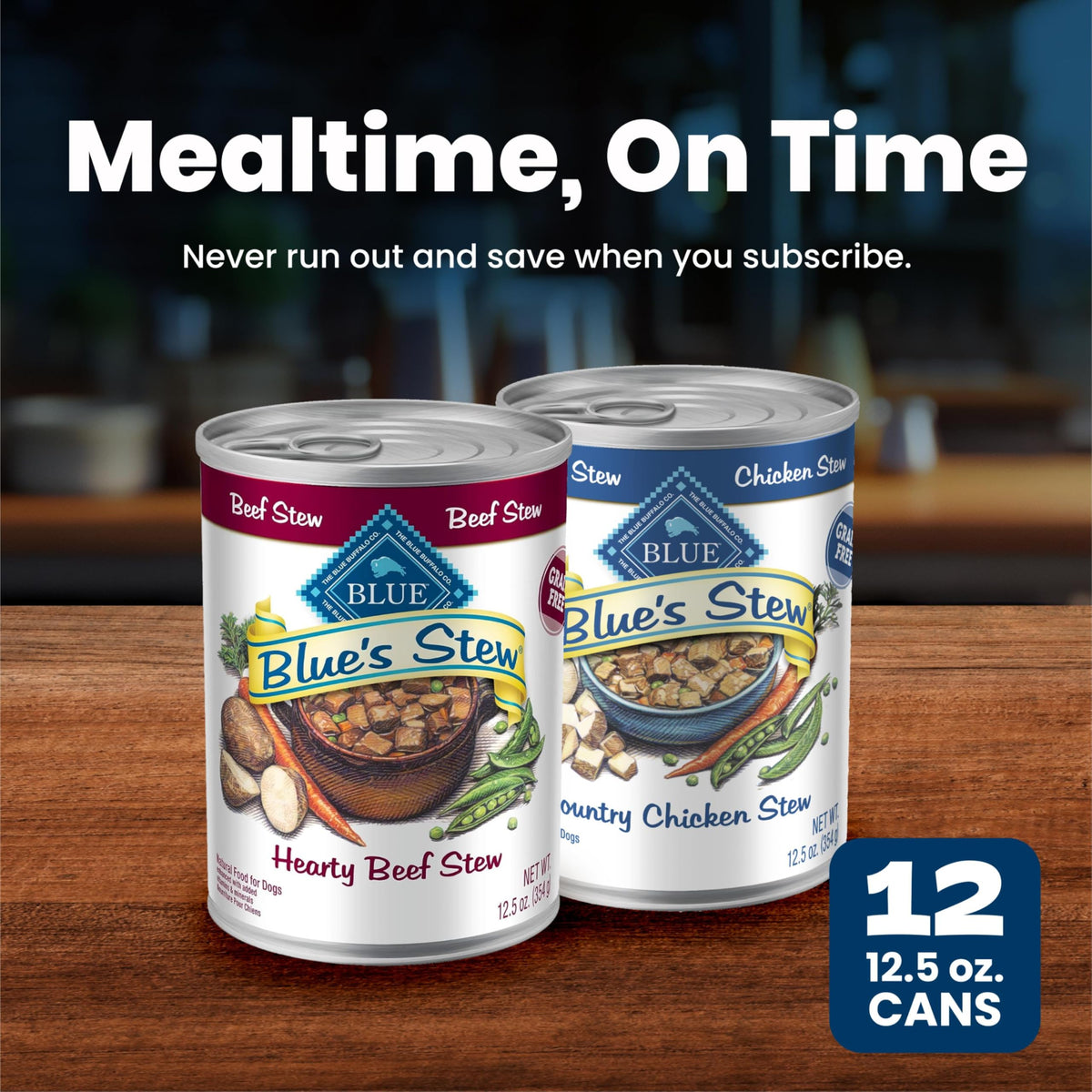Blue Buffalo Blue's Stew Variety Pack Wet Dog Food, 12.5 oz, 6 ct