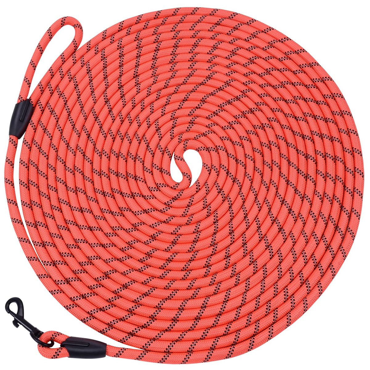 Hi Kiss Dog/Puppy Obedience Recall Training Agility Lead - 15ft 20ft 30ft 50ft 100ft Leash Great for Training, Play, Camping, or Backyard Black