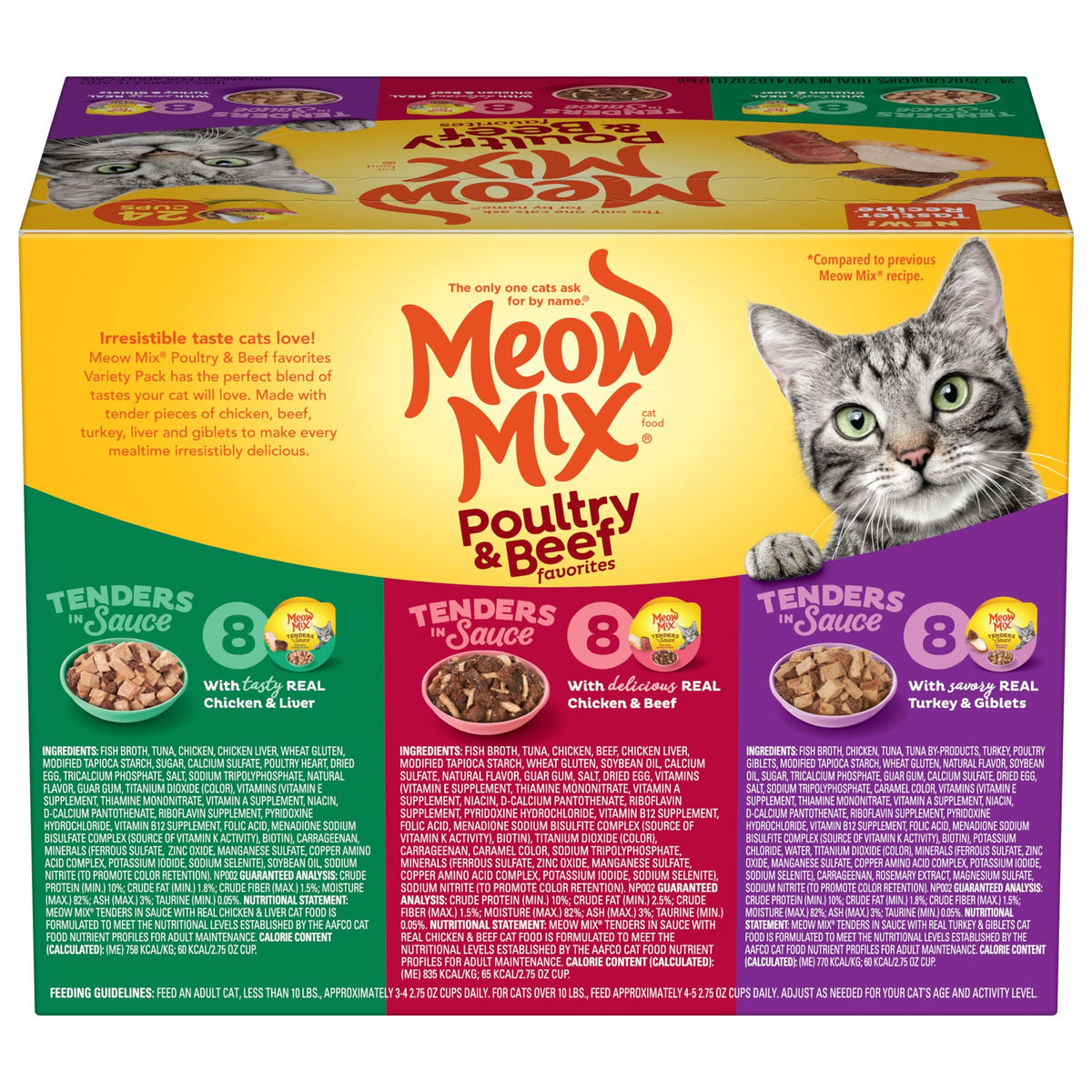 Meow Mix Tenders in Sauce, Wet Food with Real Turkey & Giblets, 12 Cups