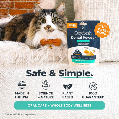 Oxyfresh Pro Dental Powder for Dogs & Cats – Teeth Cleaning Plaque Off