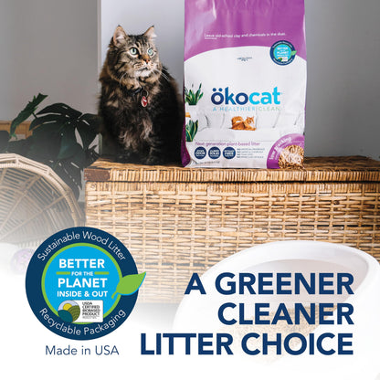 ökocat Low Tracking Natural Wood Clumping Cat Litter, Odor Control 14 Lbs