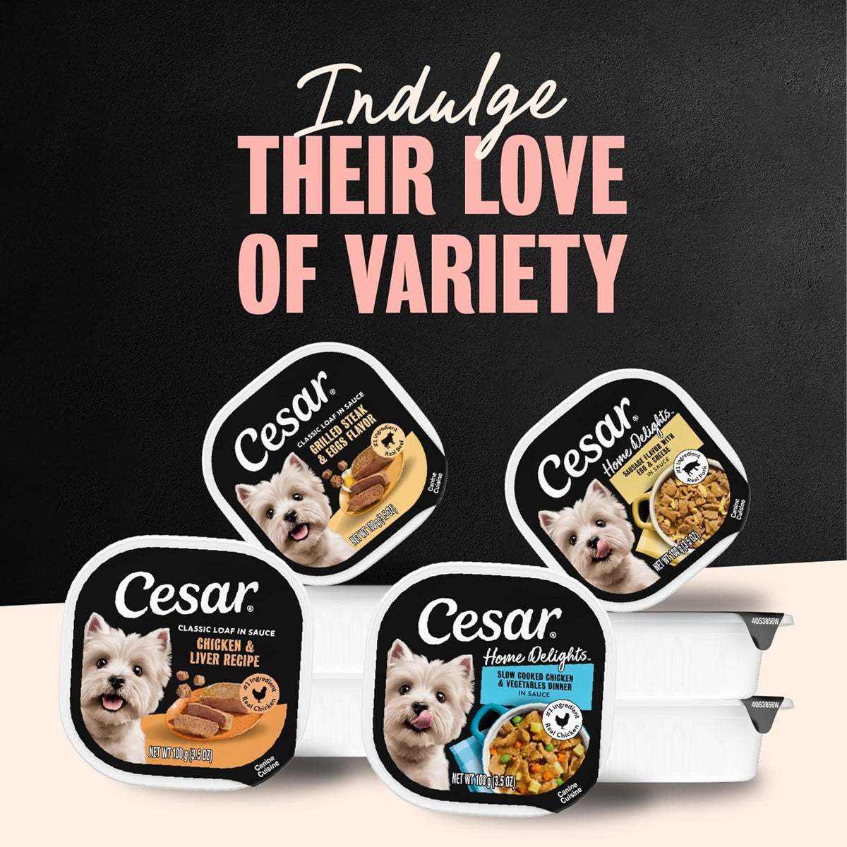 Cesar Breakfast & Dinner Variety Pack Wet Dog Food, 3.5 oz, 24 Count