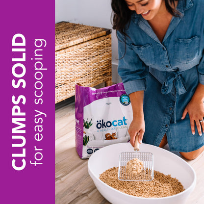 ökocat Low Tracking Natural Wood Clumping Cat Litter, Odor Control 14 Lbs
