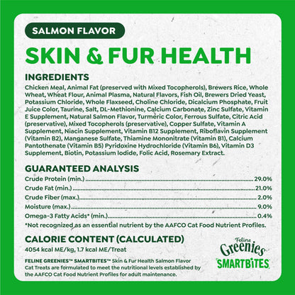 Greenies Feline Smartbites Skin & Fur Health Cat Treats, Salmon, 4.6 oz