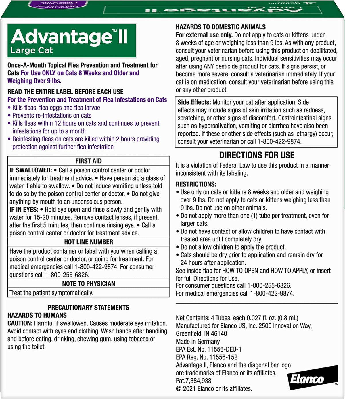 Advantage II Large Cat Topical Flea Treatment & Prevention, 4ct
