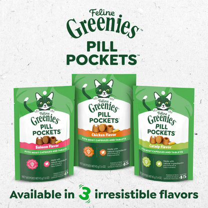 Greenies Feline Pill Pockets Soft Cat Treats, Chicken Flavor, 85 Count