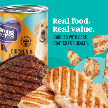 A Strong Heart Chopped Dog Food, Real Beef Dinner, 13.2oz Cans, 12pk