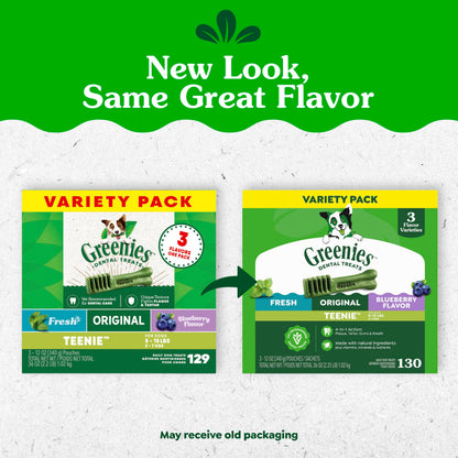 Greenies Teenie Natural Dental Dog Treats, Fresh Mint Flavor, 43 Count