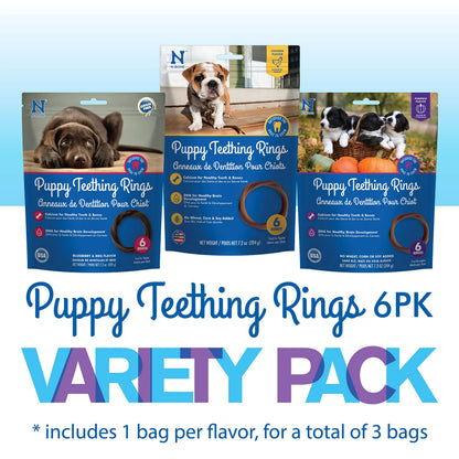 N-Bone Puppy Teething Rings, Chicken Flavor, Natural Puppy Teething Chews & Chew Treats, Helps Soothe Teething Gums, Calcium Enriched, 6 Rings