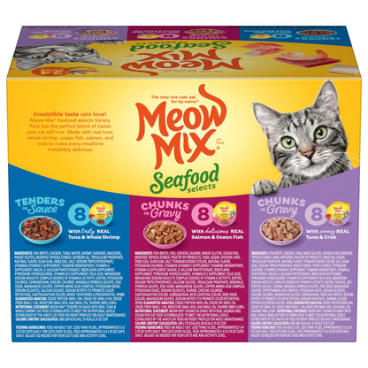 Meow Mix Seafood Favorites, Wet Food Variety Pack, 12 Cups