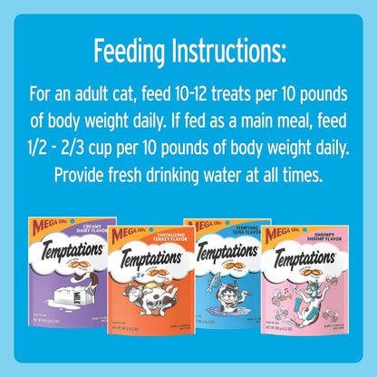 Temptations Classic Crunchy Cat Treats, Feline Favorites, 3 oz, 4 Pack