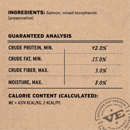 Vital Essentials Freeze Dried Dog Treats, Salmon Bites, 5 oz Bag