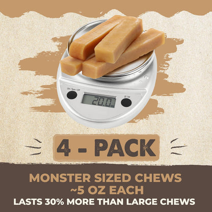 Mighty Paw Yak Cheese Dog Chews, Limited Ingredients, Monster 4-Pack