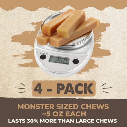 Mighty Paw Yak Chews, Long Lasting Hard Chew for Large Dogs, 4 Pack