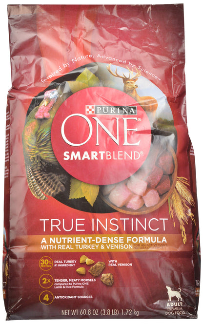 Purina ONE True Instinct Dry Dog Food, Real Turkey & Venison, 7.4 lb Bag