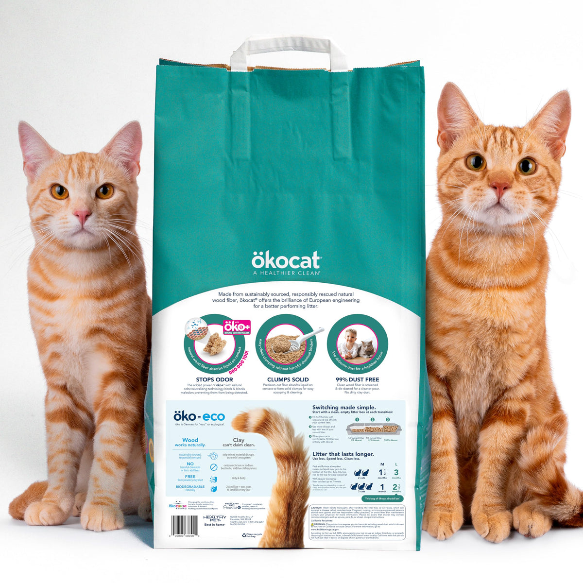 ökocat Low Tracking Natural Wood Clumping Cat Litter, Odor Control 14 Lbs