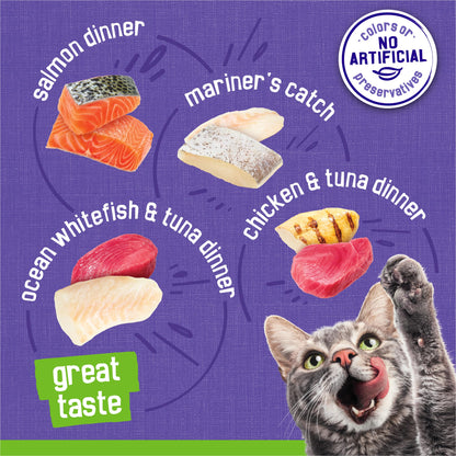 Purina Friskies Pate Wet Cat Food Variety, Seafood & Chicken, (40) 5.5 oz