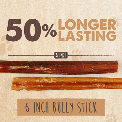 Mighty Paw Naturals Bully Sticks, 6 in, 25 Pack, Grass-Fed Beef Dog Chews