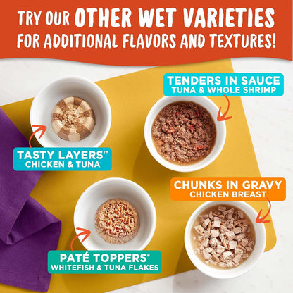 Meow Mix Chunks in Gravy, Wet Cat Food with Real Chicken Breast, 12 Cups