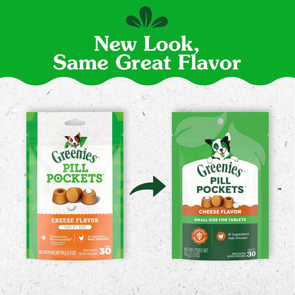 Greenies Pill Pockets Small Dog Treats, Cheese Flavor, 3.2 oz, 6-Pack