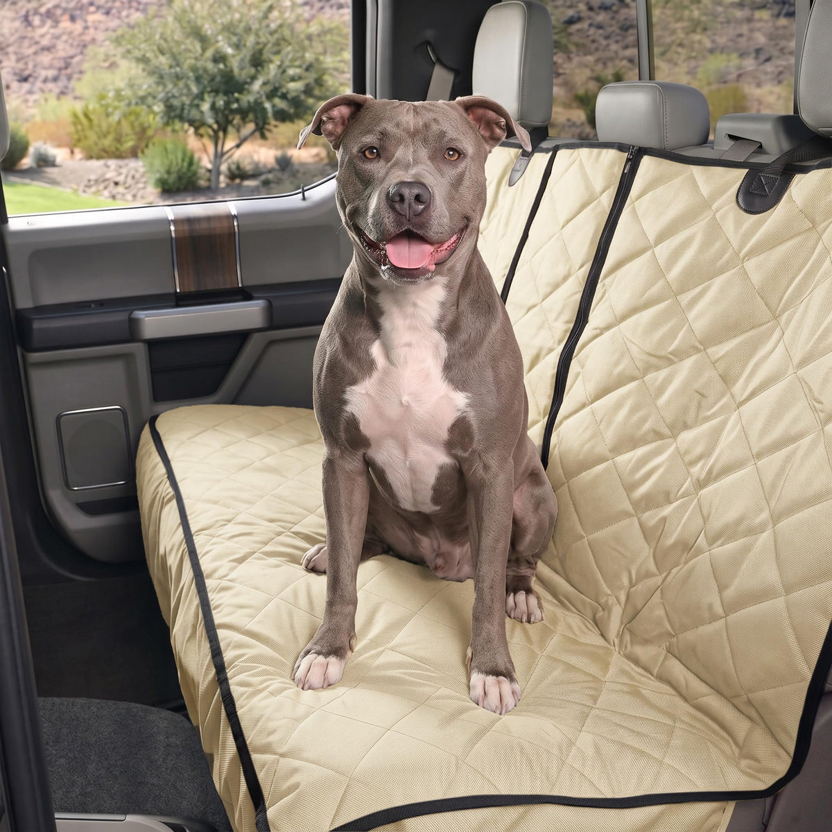 4Knines Heavy-Duty Rear Seat Cover for Dogs - Fitted, Black Reg