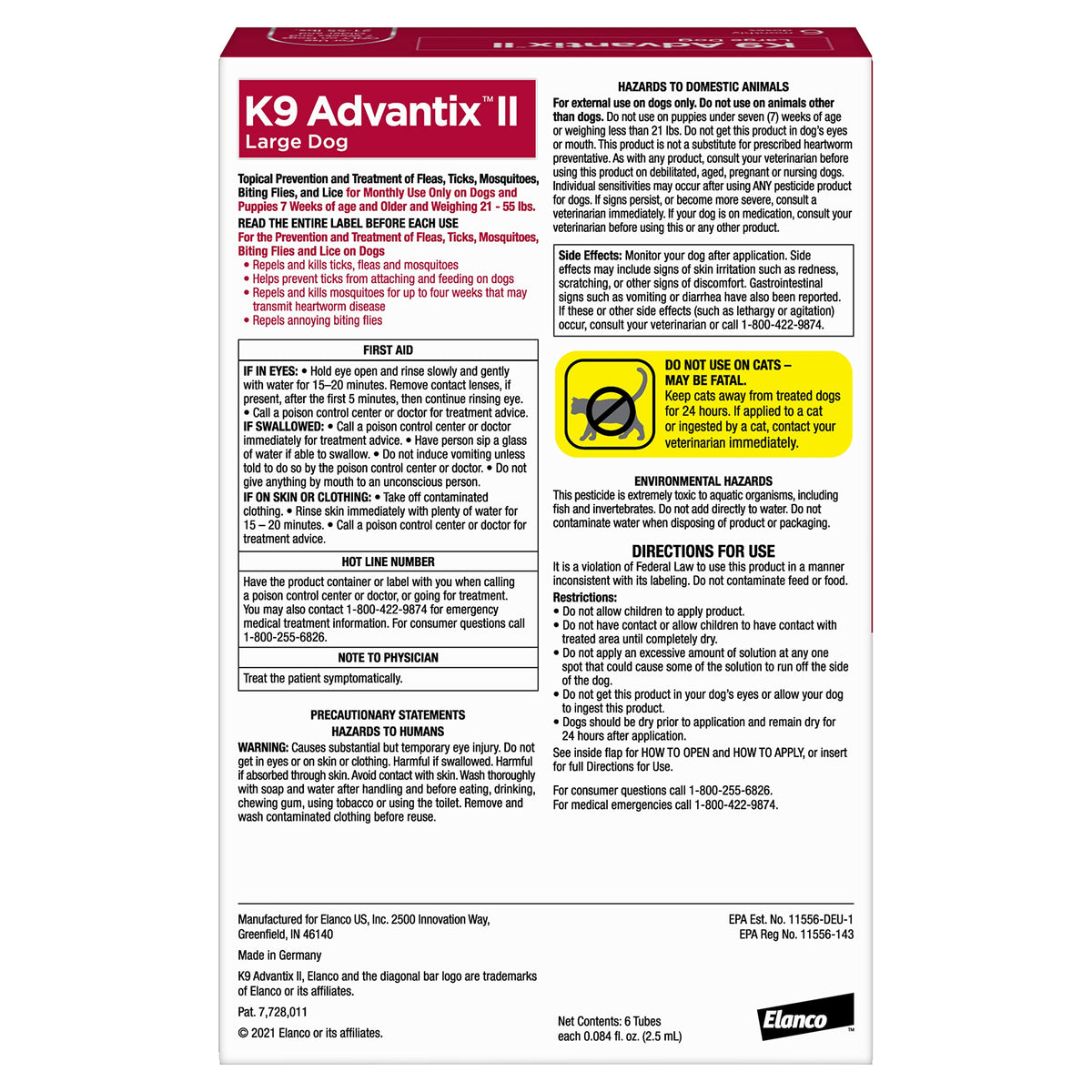 K9 Advantix II Flea & Tick Topical for Large Dogs 21–55 lbs., 2ct