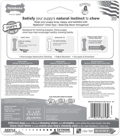Nylabone New Puppy Starter Kit, Puppy Teething Toys, 3 Pack, Blue