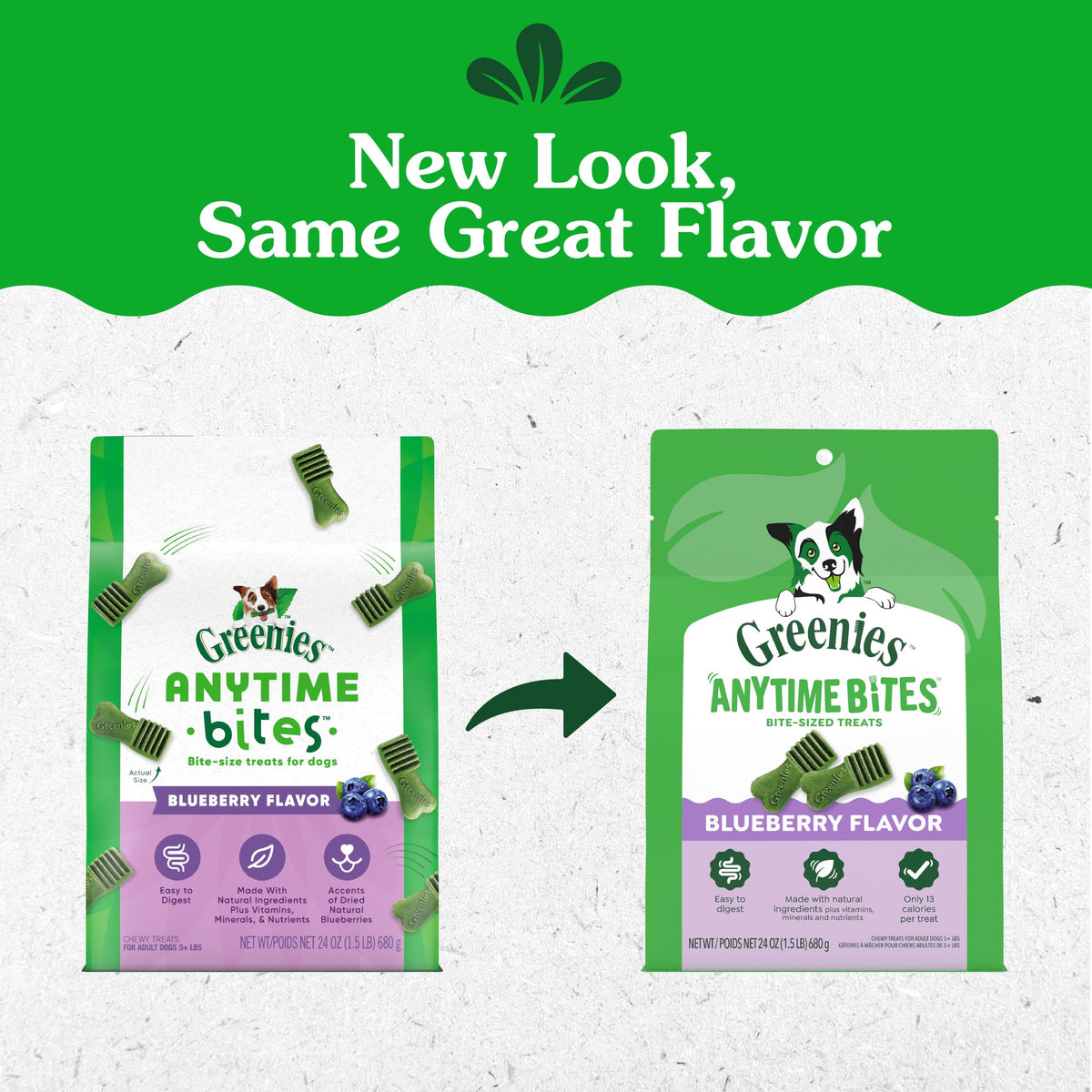 Greenies Anytime Bites Dog Treats, Blueberry Flavor, 10.3 oz