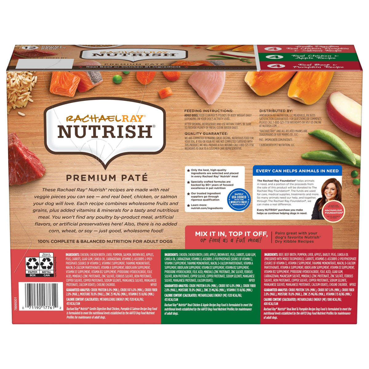 Nutrish Paté Variety Pack Wet Dog Food, 13 oz. Can, 12 Pack (Rachael Ray)