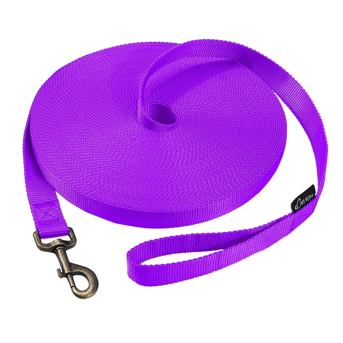 Hi Kiss Dog/Puppy Obedience Recall Training Agility Lead - 15ft 20ft 30ft 50ft 100ft Leash Great for Training, Play, Camping, or Backyard Black