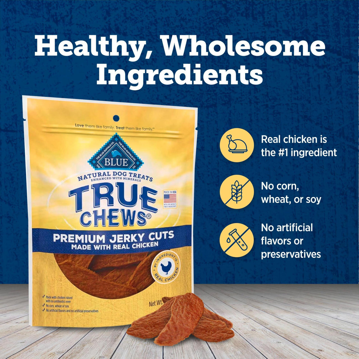 Blue Buffalo True Chews Premium Jerky Cuts Steak Dog Treats, 10 oz
