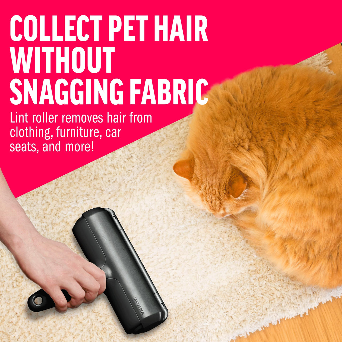 ChomChom Roller Pet Hair Remover – Original Size Reusable Lint Roller for Cat & Dog Hair on Furniture, Couch, Carpet, Car, Rugs & Bedding – Portable, Eco-Friendly (White)