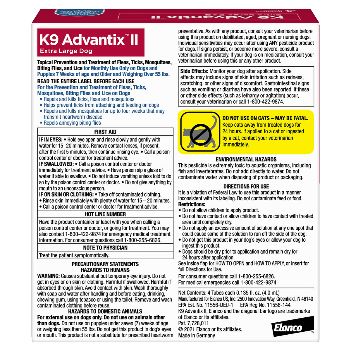 K9 Advantix II Flea & Tick Topical for Extra Large Dogs Over 55 lbs., 6ct