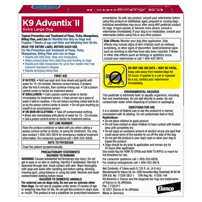 K9 Advantix II Flea & Tick Topical for Extra Large Dogs Over 55 lbs., 6ct