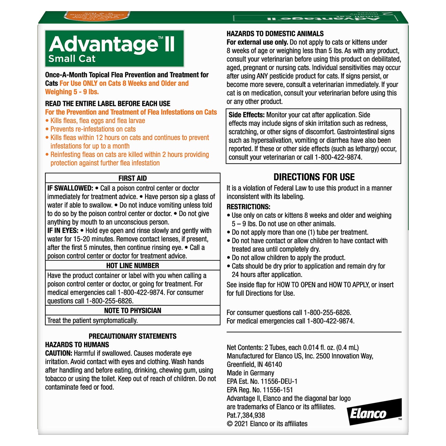 Advantage II Small Cat Vet-Recommended Flea Treatment & Prevention | Cats 5-9 lbs. | 6-Month Supply