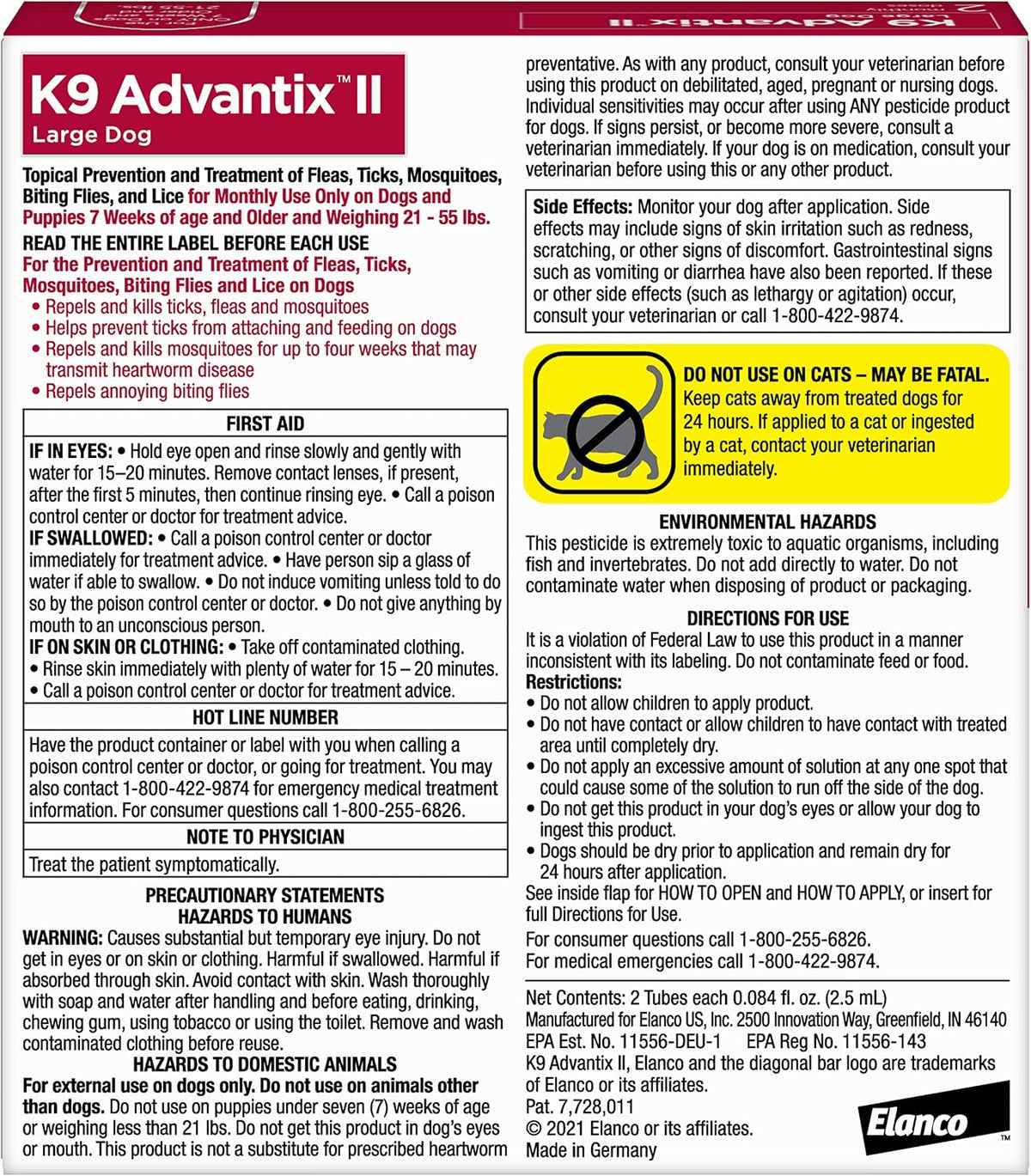 K9 Advantix II Flea & Tick Topical for Large Dogs 21–55 lbs., 2ct