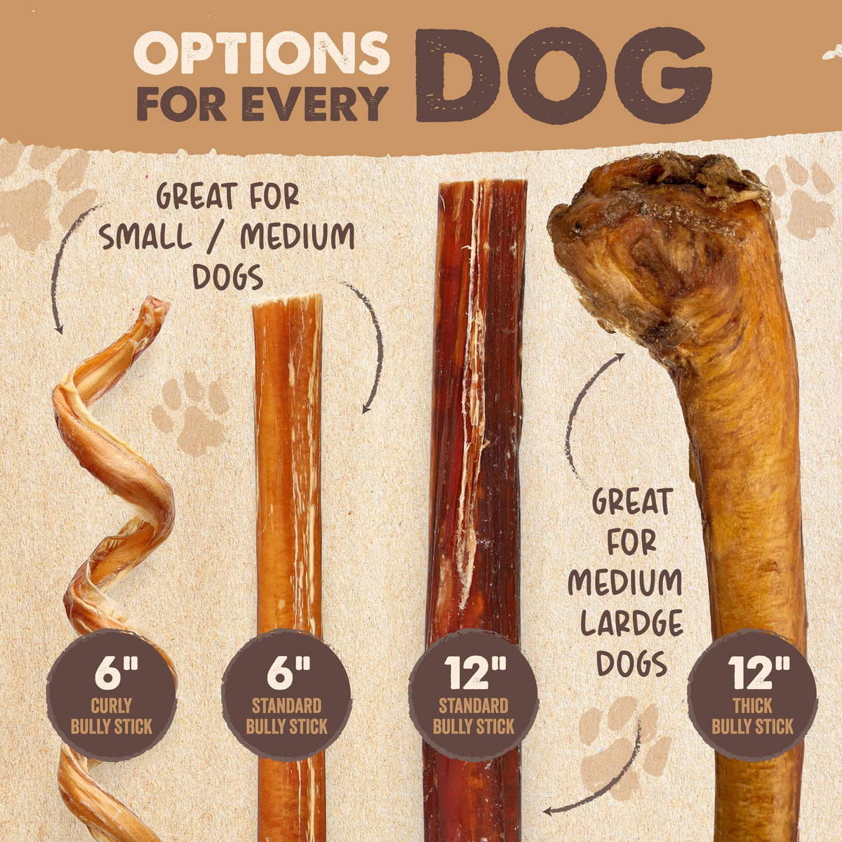 Mighty Paw Bully Sticks, Curly Grass-Fed Beef Dog Chews, 12", 5 Pack