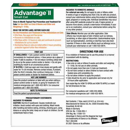 Advantage II Small Cat Vet-Recommended Flea Treatment & Prevention | Cats 5-9 lbs. | 6-Month Supply