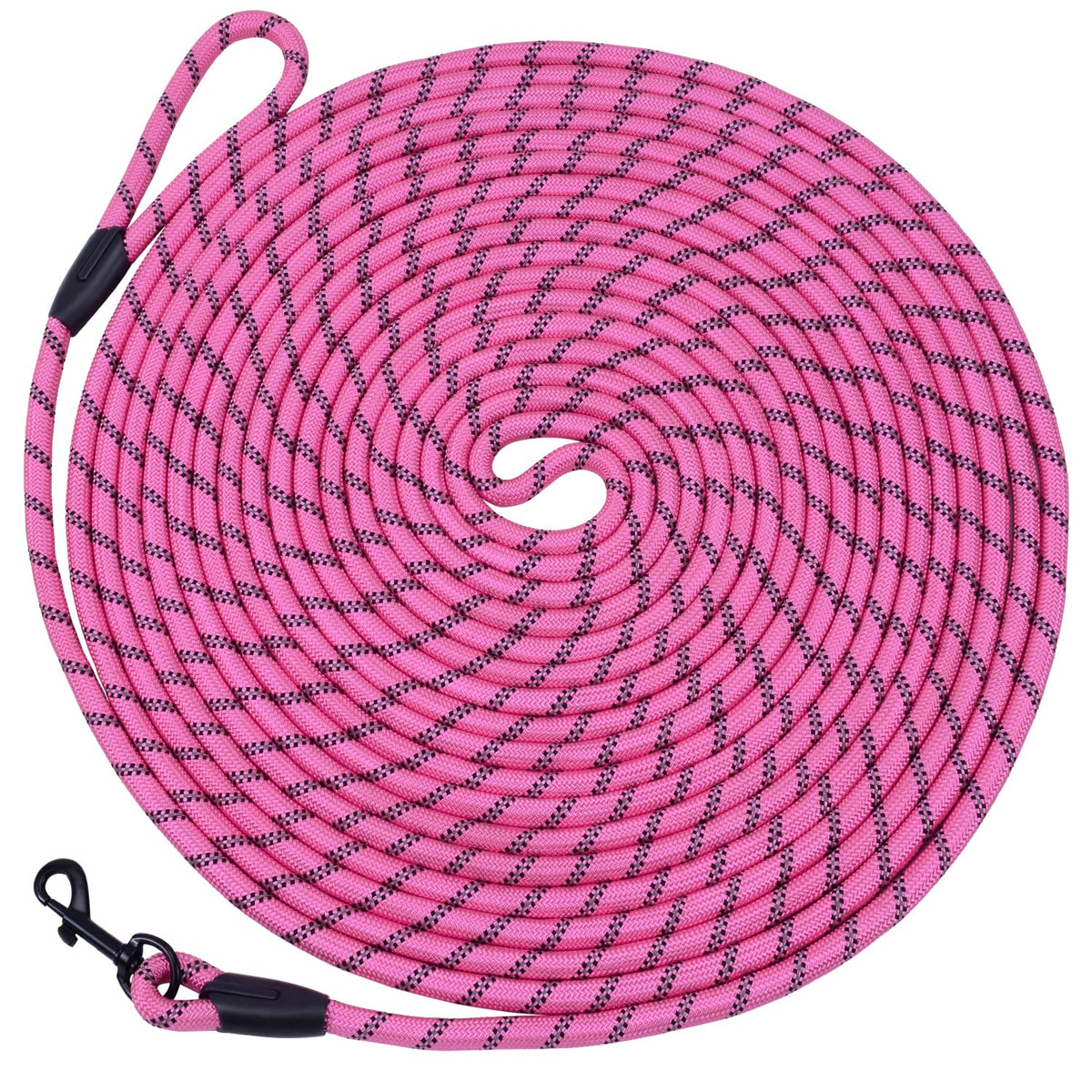 Hi Kiss Dog/Puppy Obedience Recall Training Agility Lead - 15ft 20ft 30ft 50ft 100ft Leash Great for Training, Play, Camping, or Backyard Black